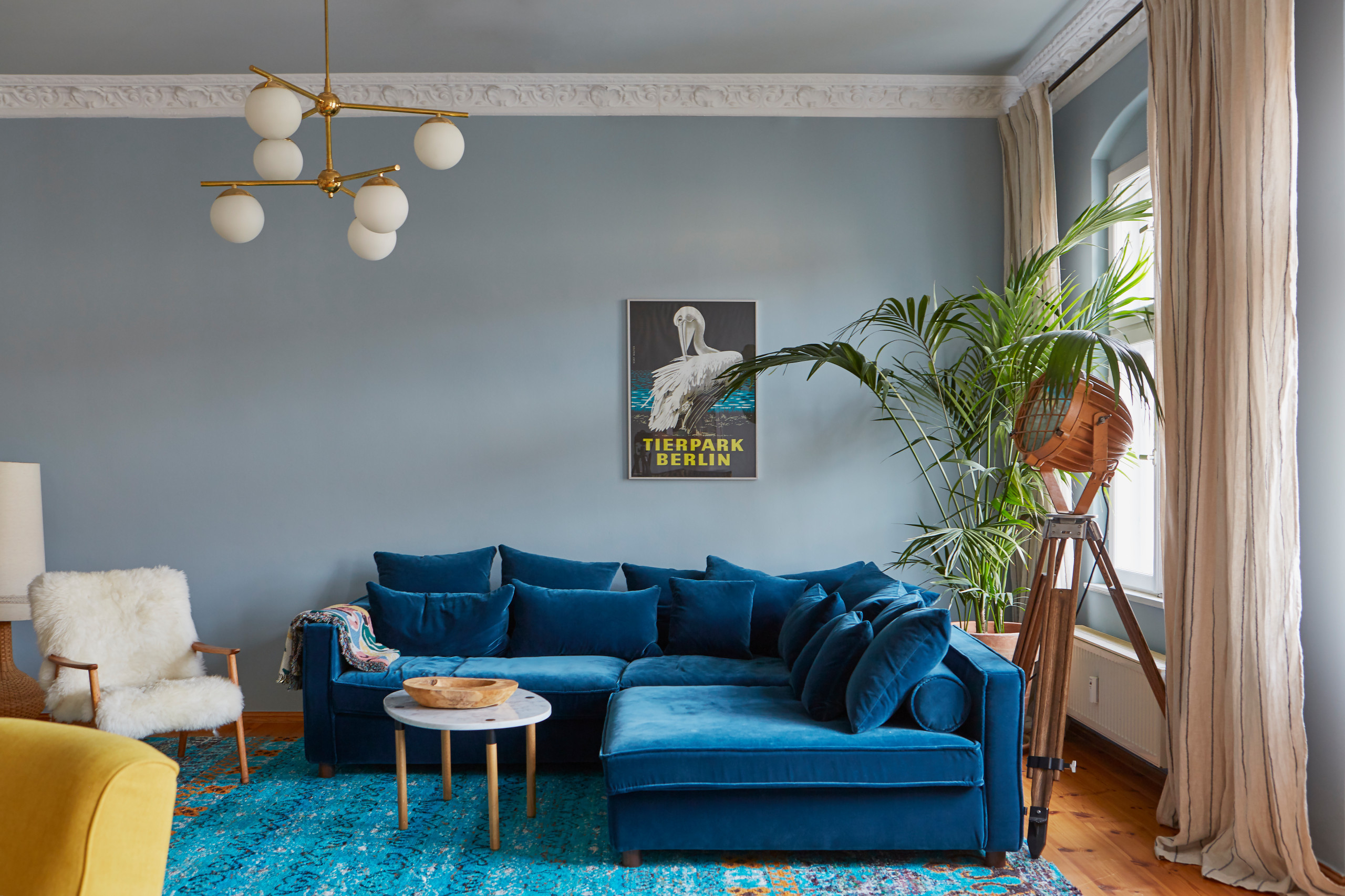 75 Wohnzimmer Mit Blauer Wandfarbe Ideen &amp; Bilder - September 2023 with Wohnzimmer Hellblau