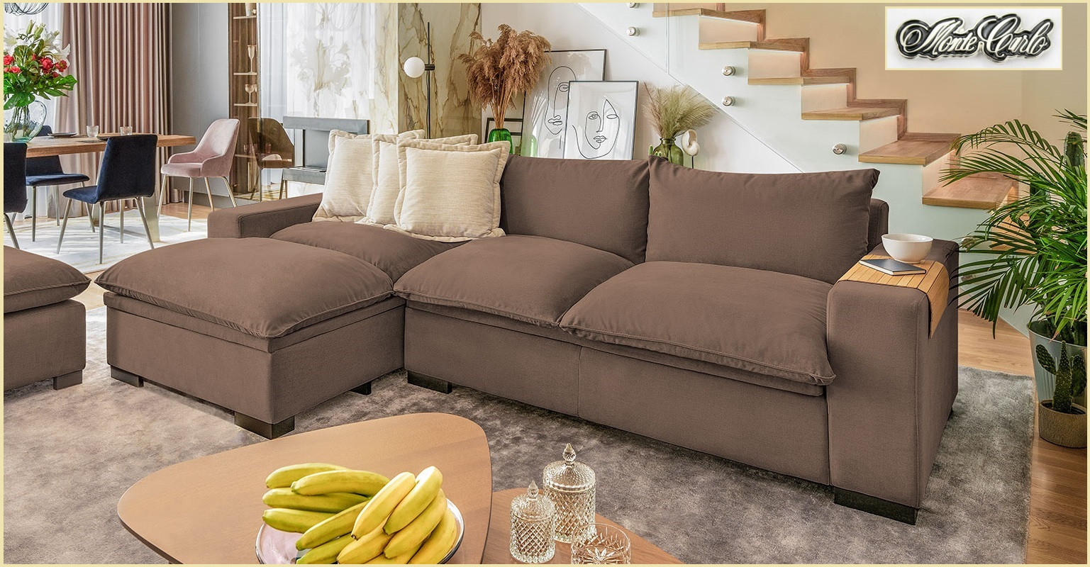 Aktiv-Moebel.de - Designer Lounge Sofa Monte Carlo Schlafsofa for Wohnzimmer Braune Couch