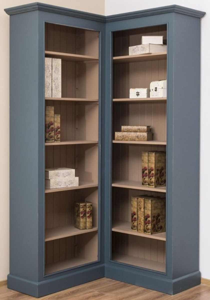 Casa Padrino Landhausstil Eckschrank Blau / Beige 102 X 102 X H. 210 Cm -  Massivholz Bücherschrank - Landhausstil Wohnzimmer Möbel | Casa Padrino throughout Wohnzimmer Eckschrank