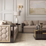 Casa Padrino Luxus Art Deco Samt Sofa Beige / Dunkelbraun Regarding Wohnzimmer Beige Gold