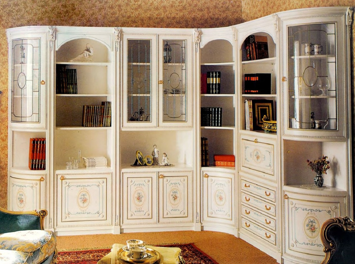 Casa Padrino Luxus Barock Eckschrank Weiß / Mehrfarbig / Gold - Barock  Massivholz Wohnzimmer Schrank - Barock Wohnzimmer Möbel - Erstklassische pertaining to Wohnzimmer Eckschrank