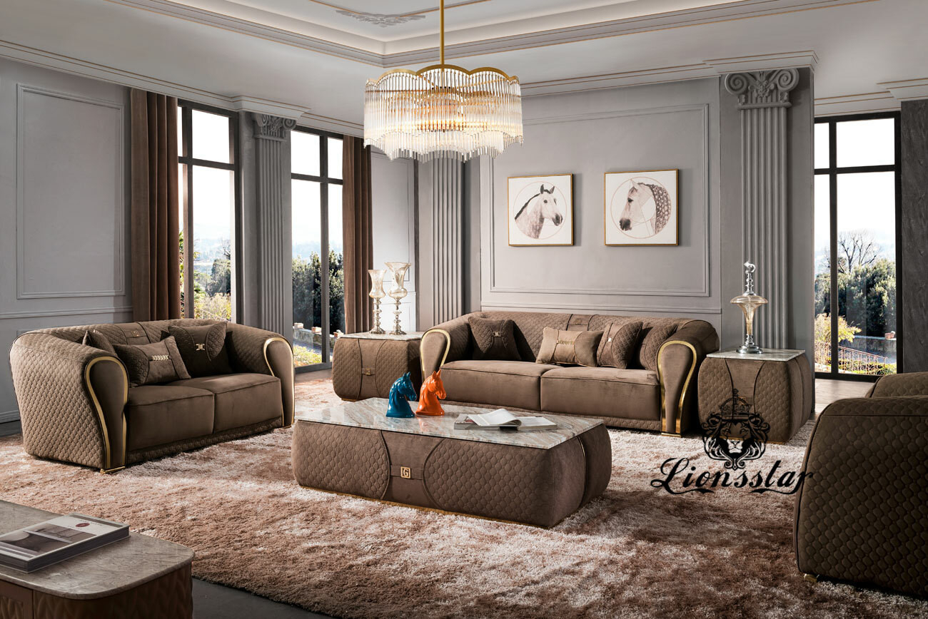 Edel Luxus Sofa Set Polo Sports Braun | Lionsstar Gmbh pertaining to Wohnzimmer Braune Couch