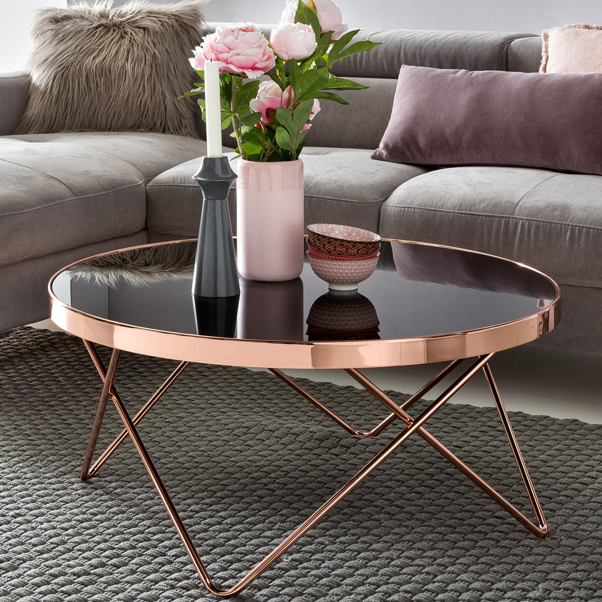 Finebuy Couchtisch Glas Ø 82 Cm Metall Wohnzimmertisch Modern | Glastisch  Rund Sofatisch Wohnzimmer Schwarz | Moderner Metalltisch Mit Glasplatte | in Metalltisch Wohnzimmer