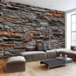 Fototapete Selbstklebend Steinoptik 392X280 Cm Tapete Wandtapete Wandbilder  Klebefolie Dekofolie Tapetenfolie Wand Dekoration Wohnzimmer – 3D Effekt For Wohnzimmer Steinoptik