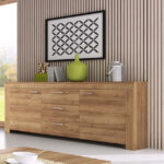 Kommode Sideboard Anrichte Wohnzimmer 200Cm Eiche Riviera With Regard To Wohnzimmer Sideboard Holz