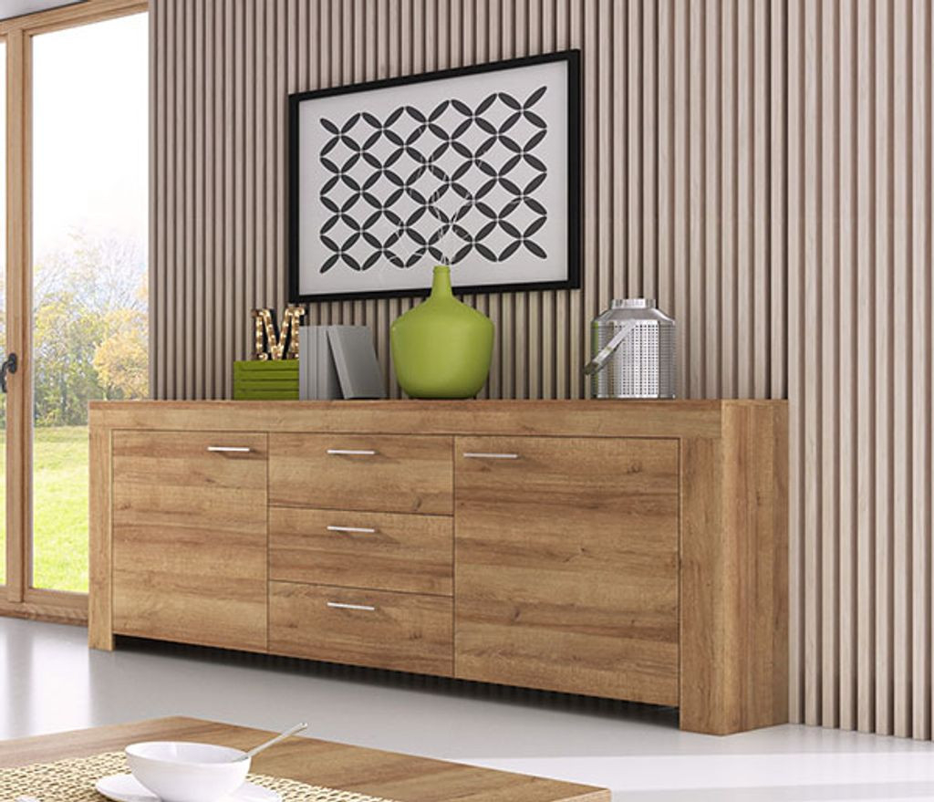 Kommode Sideboard Anrichte Wohnzimmer 200Cm Eiche Riviera with regard to Wohnzimmer Sideboard Holz