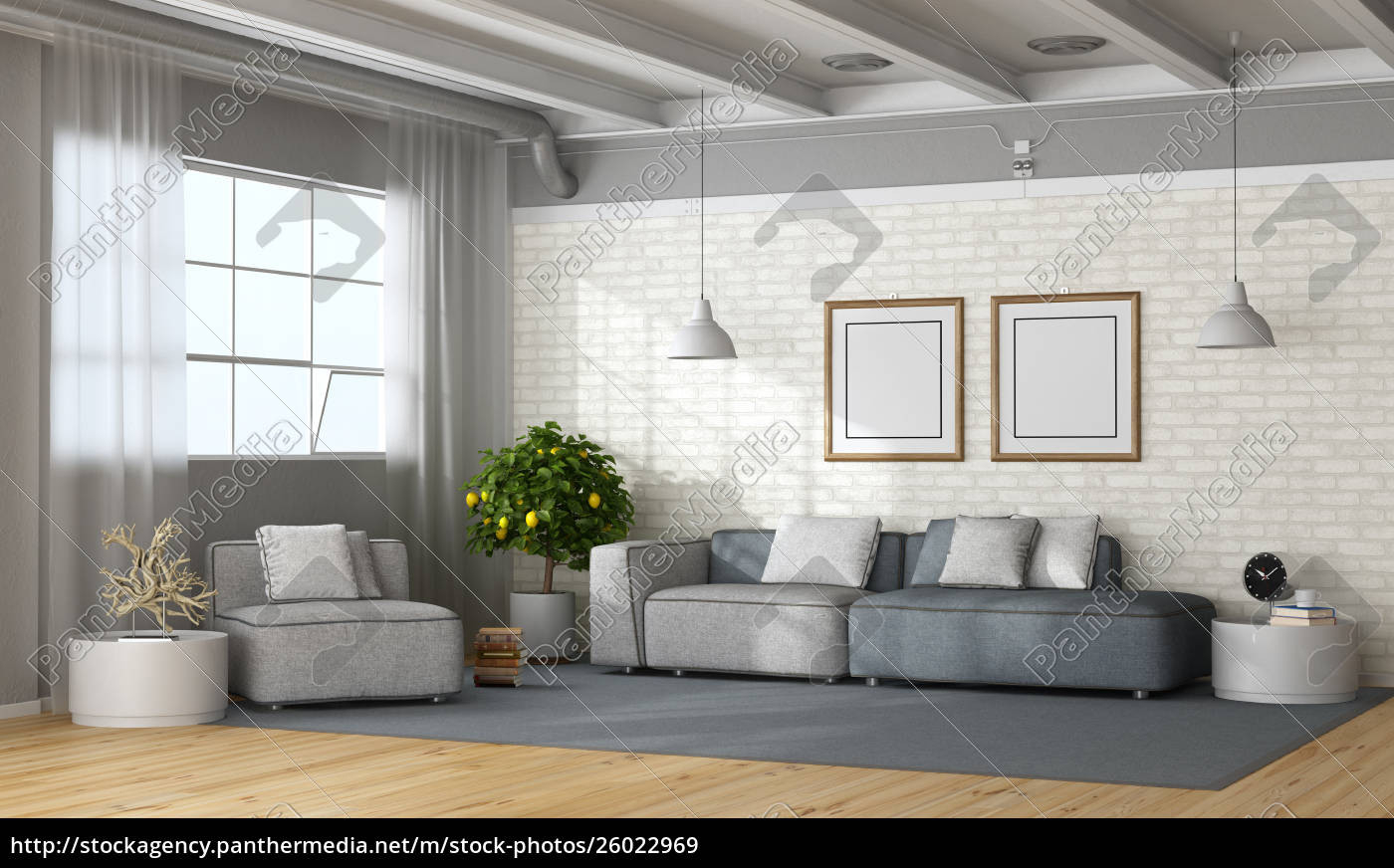 Modernes Wohnzimmer Im Dachgeschoss - Stockfoto #26022969 with regard to Modernes Wohnzimmer Bilder