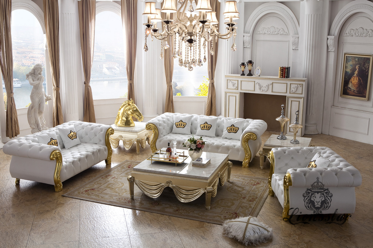 Sofaset Weiß Gold | Lionsstar Gmbh With Regard To Gold Wohnzimmer