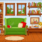 Vector Gemütliche Wohnzimmer Interieur Mit Einem Sofa Und Einem In Wohnzimmer Clipart