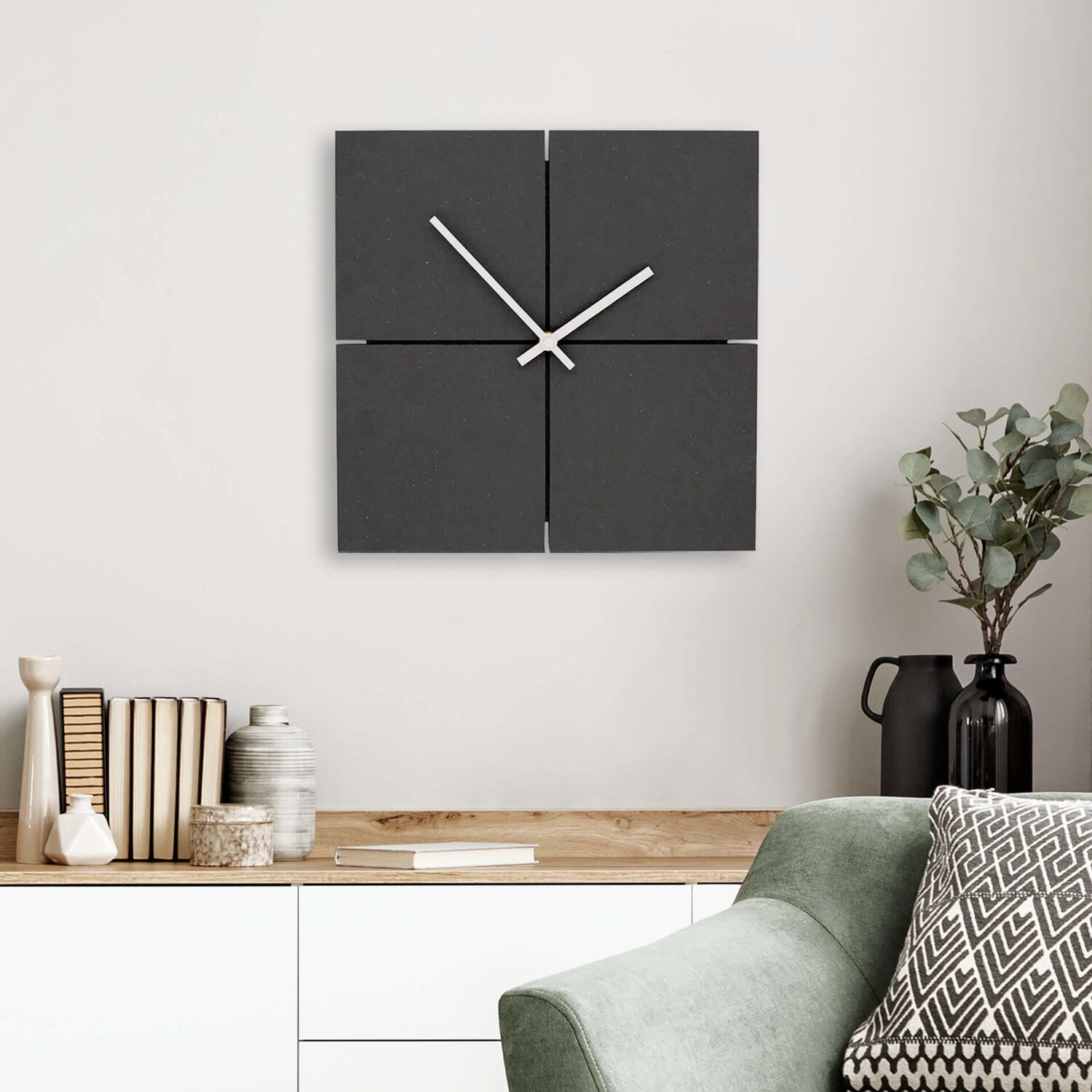 Wall-Art Wanduhr Minimalistisch Mdf Quadratisch Lautlos 30 Cm X 30 regarding Wohnzimmer Wanduhr