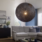 Wohnling Pendelleuchte Schwarz 40 Cm Wl3.062 Aus Rattan #Licht Within Lampe Wohnzimmer Schwarz