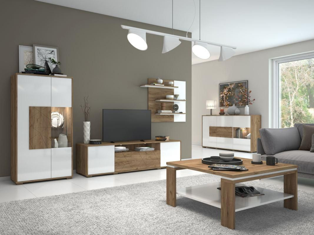 Wohnzimmer-Einrichtung Wohnzimmer Komplett - Set B Manase, 5 throughout Wohnzimmer Weiß Braun