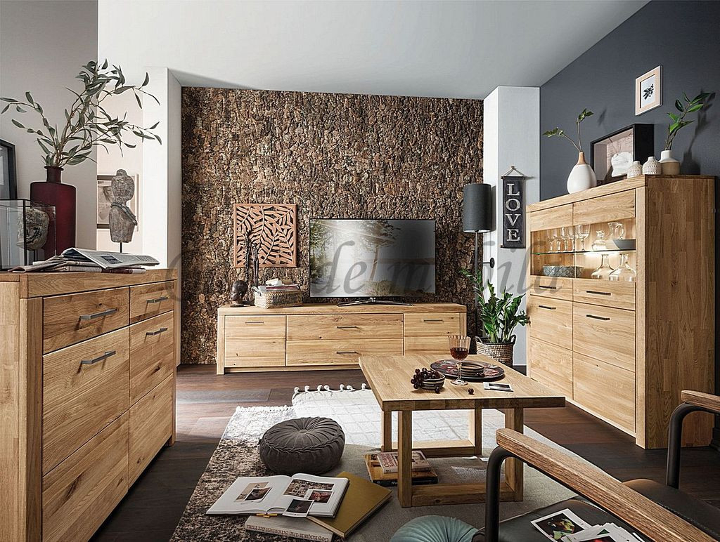 Wohnzimmer Komplett 4Teilig Eike Wildeiche Massiv Natur Geölt | Casa De  Mobila Intended For Wildeiche Wohnzimmer